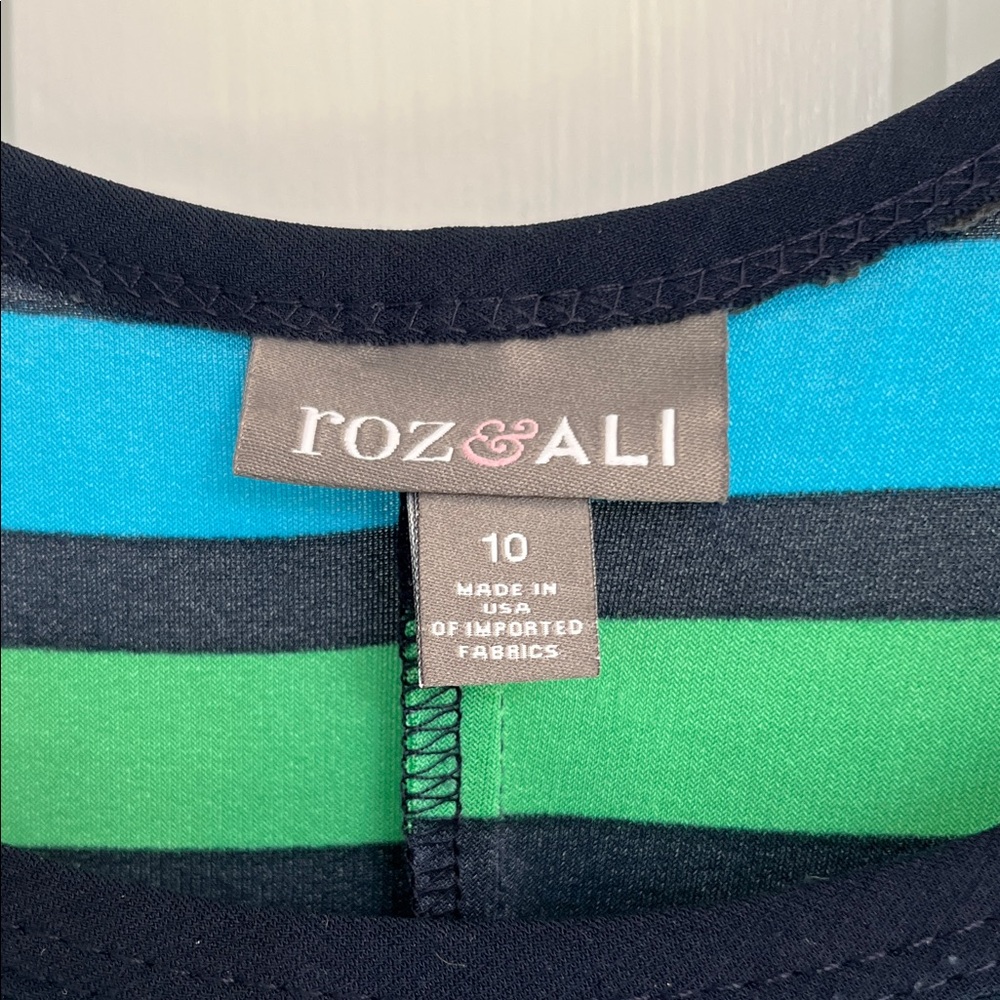 Roz & Ali Striped Maxi Dress - Teal and Navy - Picture 2 of 5